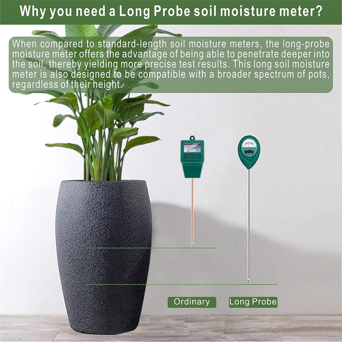 Plant Monitor - LNHF Langsonden-Bodenfeuchtemessgerät für Tiefenmessung, Wassermonitor-Indikator-Sensor, Hygrometer