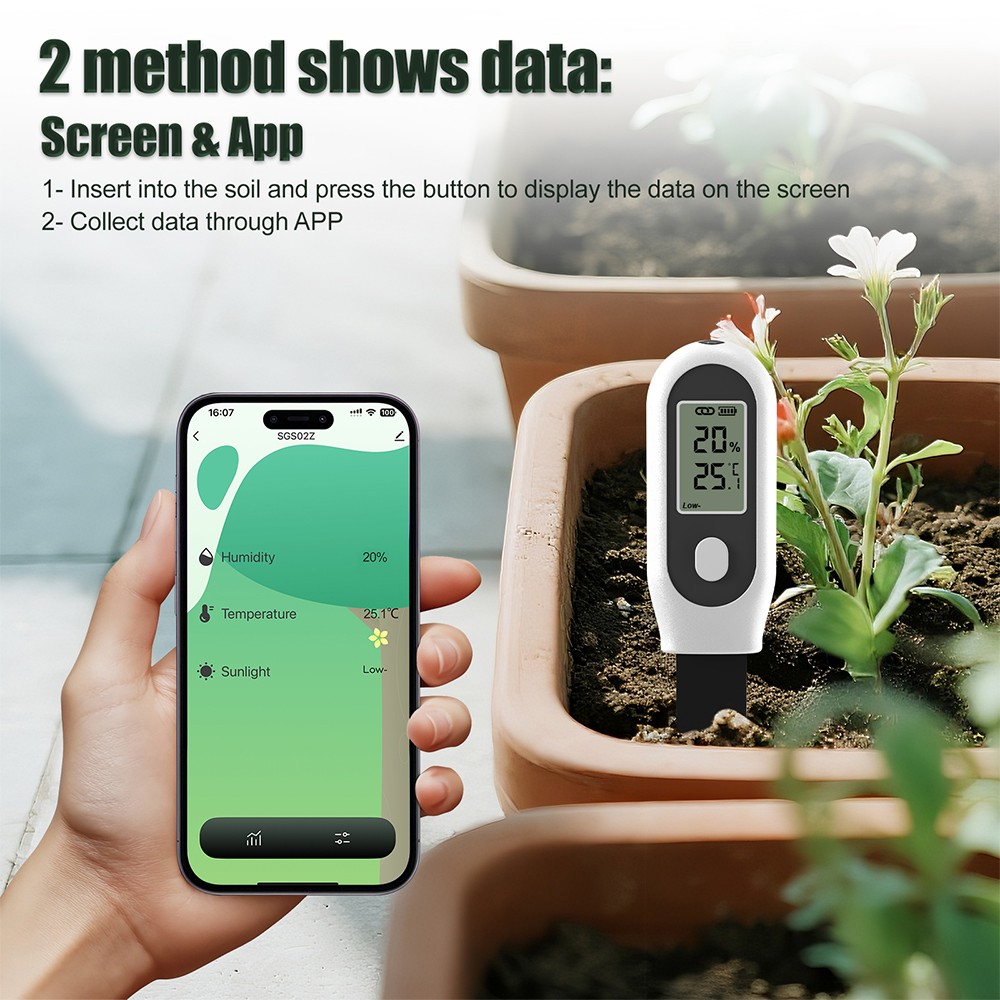 Smart Pot - 3-in-1 Bodentester Zigbee Smart Bodensensor Bodentemperatur-Feuchtigkeits-Sonnenlicht-Messgerät